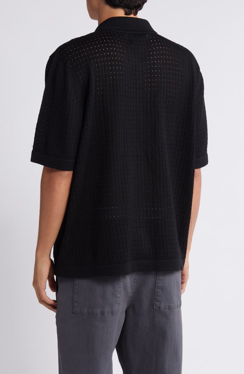 Corridor Pointelle Stitch Short Sleeve Cotton Knit Button-Up Shirt, Alternate, color, 