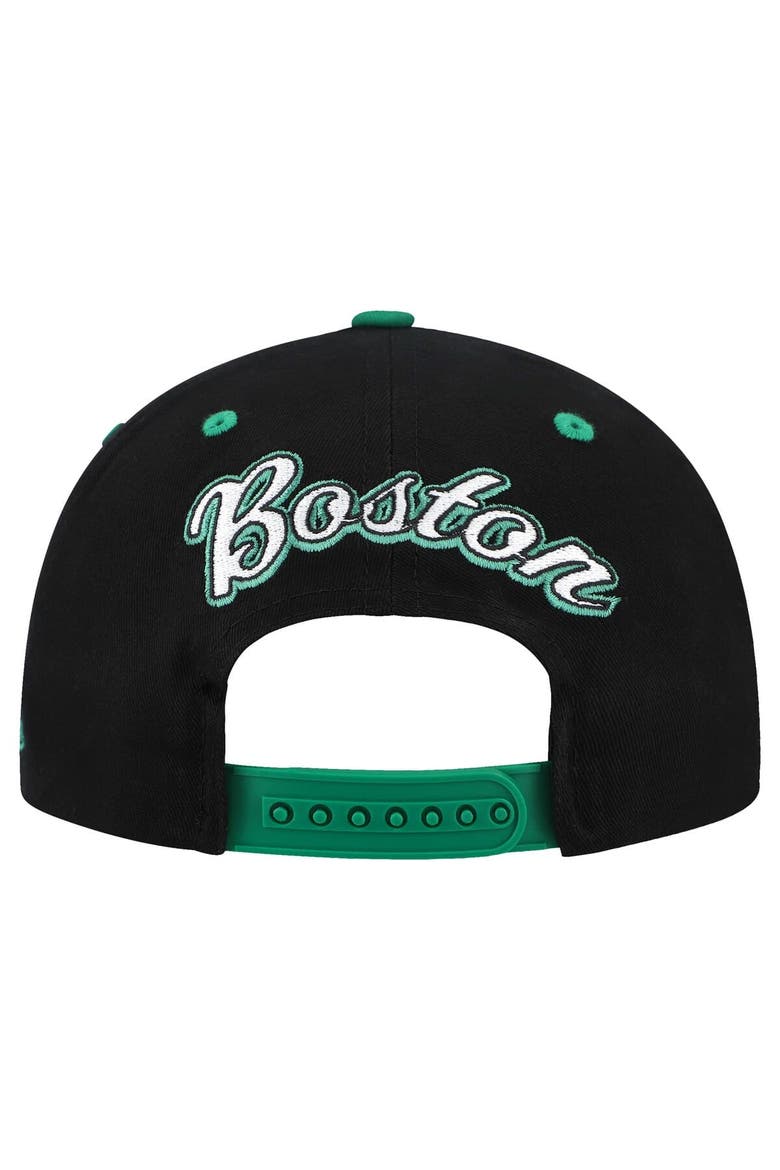 Men's Mitchell & Ness Black/Kelly Green Boston Celtics Backside Script 2-Tone Pro Crown Adjustable Hat, Alternate, color, Black