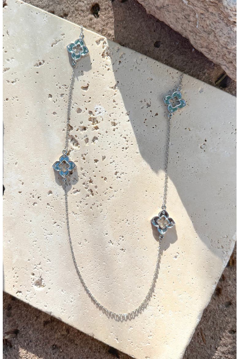 Clover Station Necklace, Alternate, color, SILVER