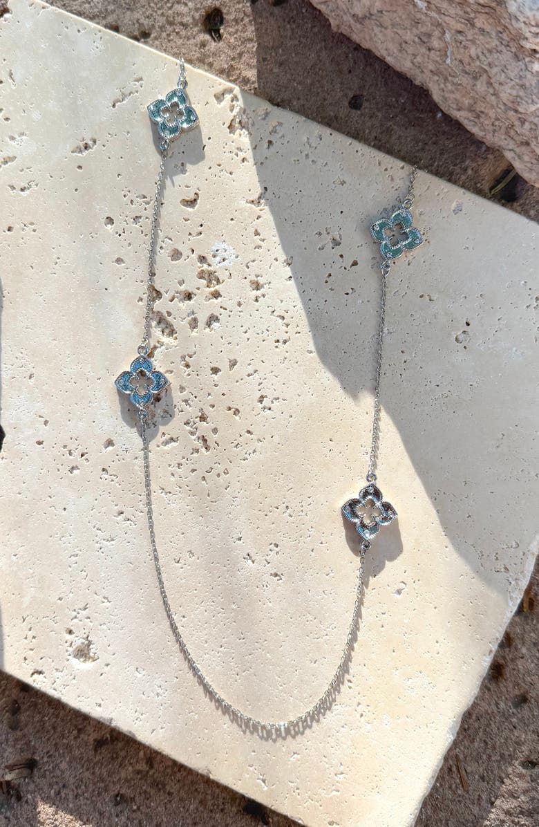 Adornia Clover Station Necklace, Alternate, color, Silver