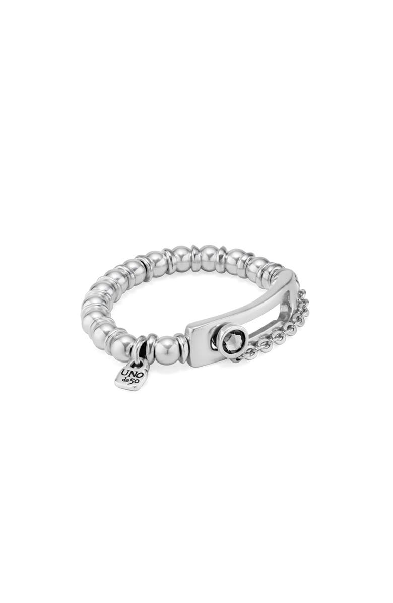 UNODE50 Sterling silver-plated beaded bracelet with a central link, Alternate, color, 