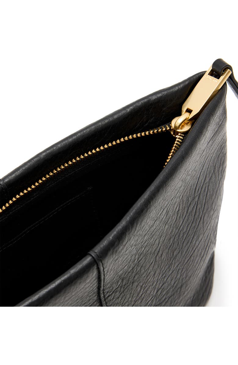 AllSaints Hex Grained Leather East/West Pouch, Alternate, color, Black