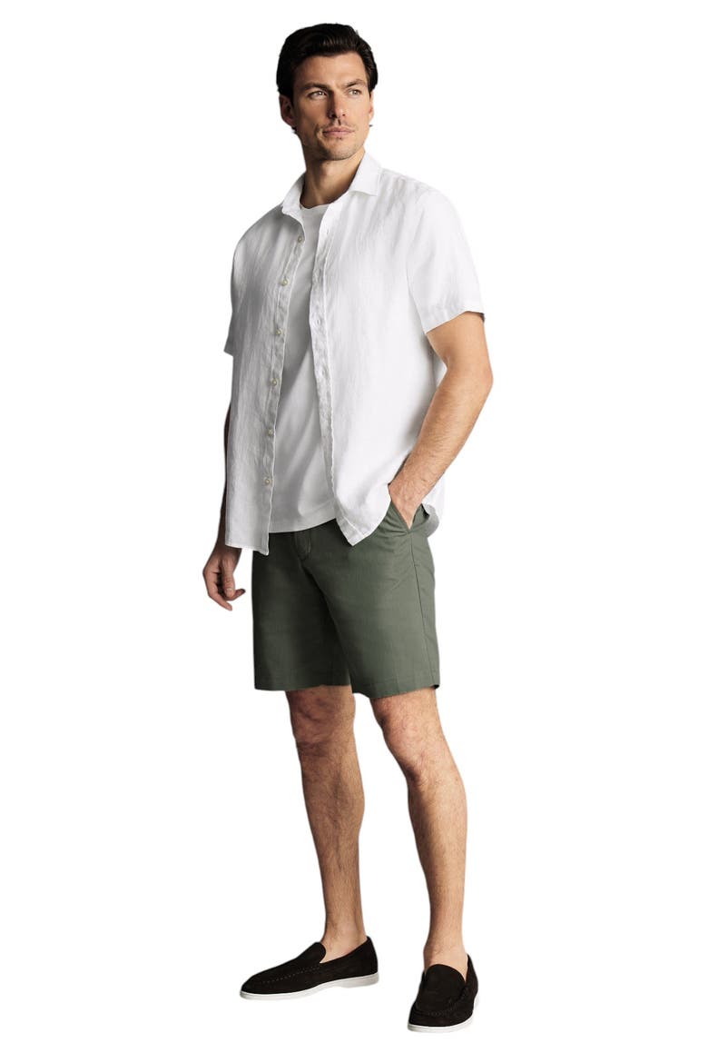 Cotton Linen Shorts, Alternate, color, Green