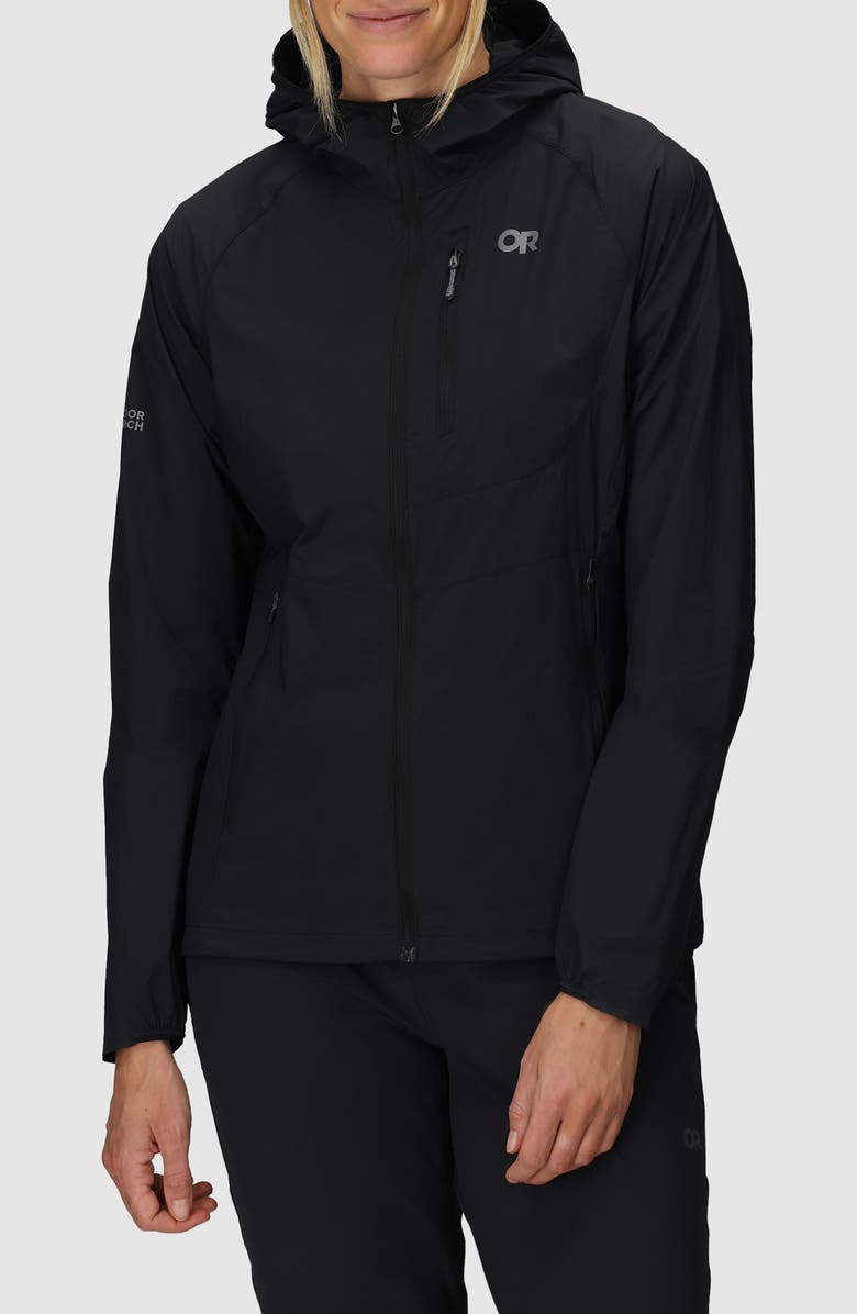 Outdoor Research Shadow Wind Zip-Up Hoodie, Main, color, Black