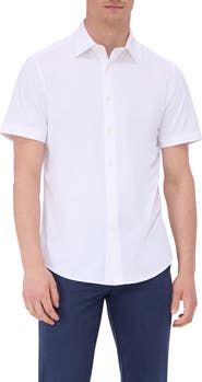 Bugatchi Miles OoohCotton® Solid Short Sleeve Button-Up Shirt