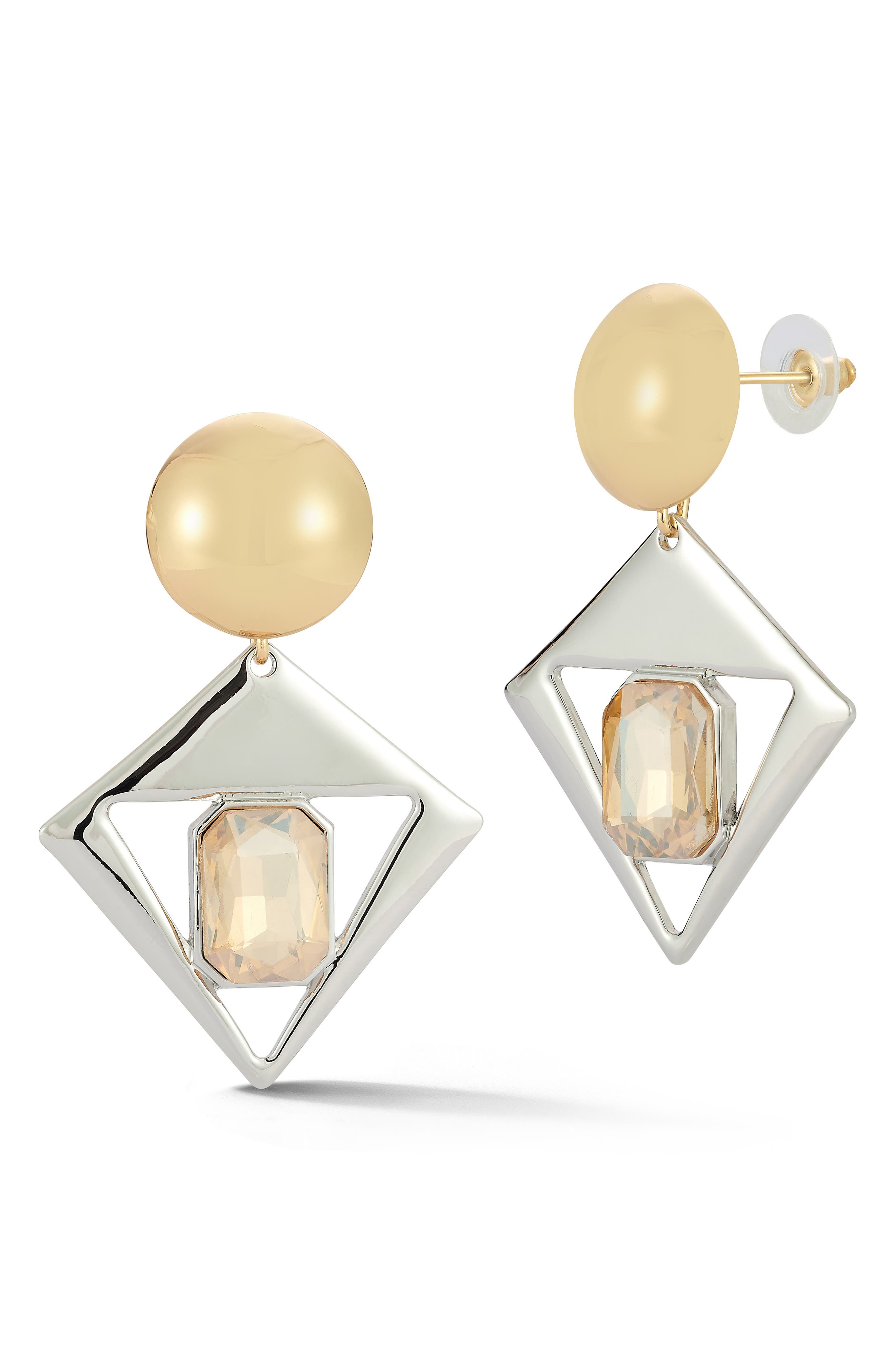 Mixed Metal Cubic Zirconia Drop Earrings