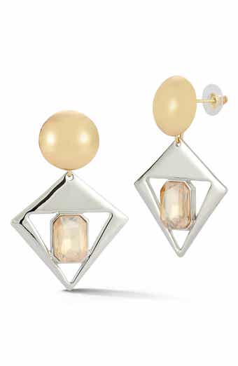 Mixed Metal Cubic Zirconia Drop Earrings