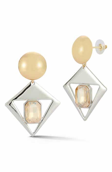 Mixed Metal Cubic Zirconia Drop Earrings
