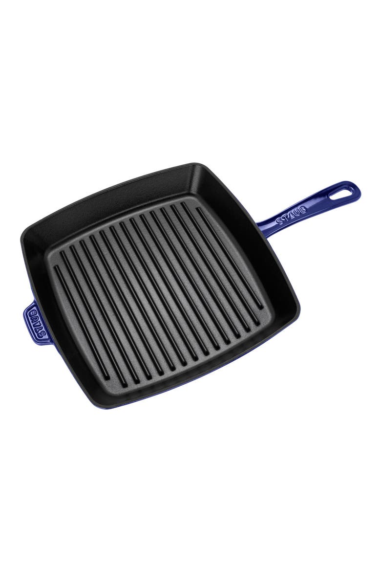 12-Inch Enameled Cast Iron Grill Pan, Alternate, color, DARK BLUE