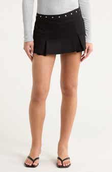 PacSun Stud Pleated Stretch Cotton Miniskirt