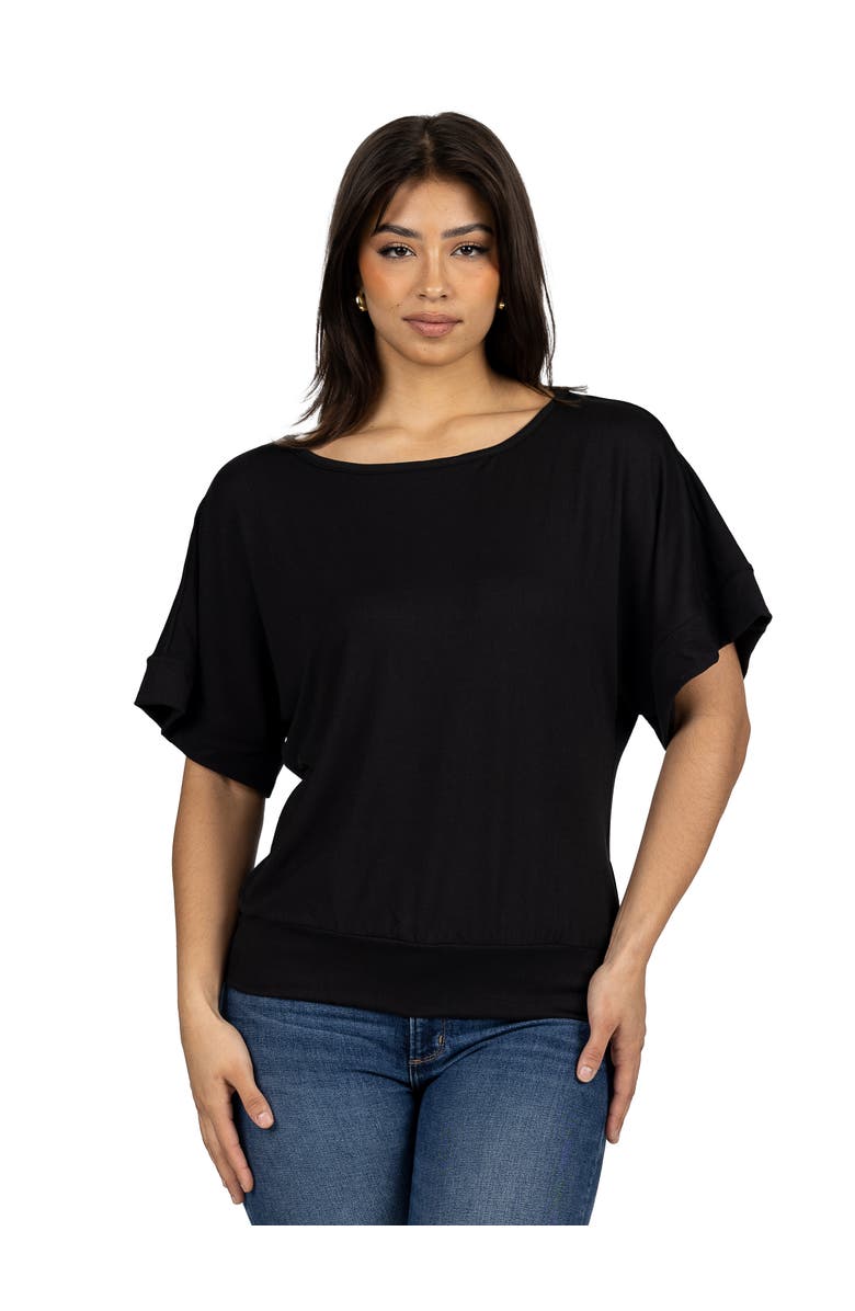 24seven Comfort Apparel Loose Fit Dolman Top with Wide Sleeves, Main, color, Black