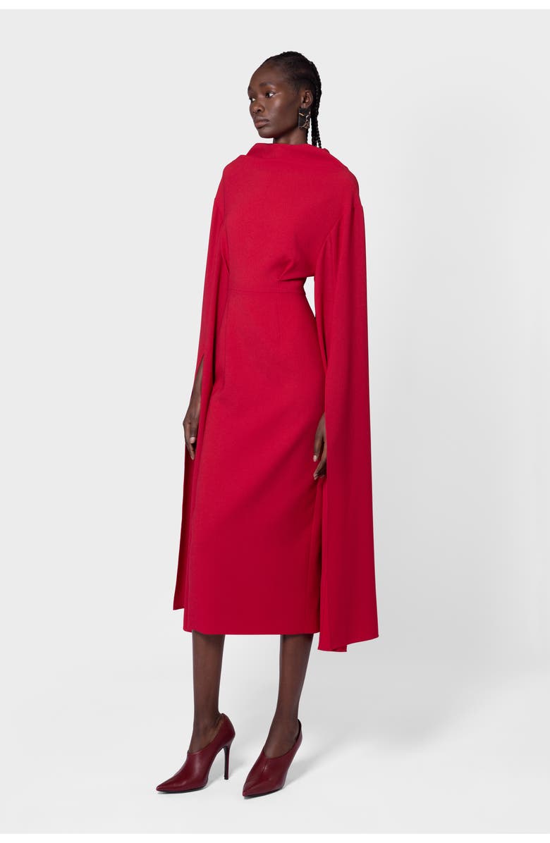 Roksanda Nour Crepe Caped Midi Dress, Alternate, color, Amaranthus