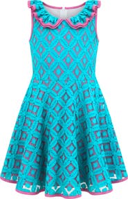 Mia Belle Girls Lacey Scallop Trim Party Dress