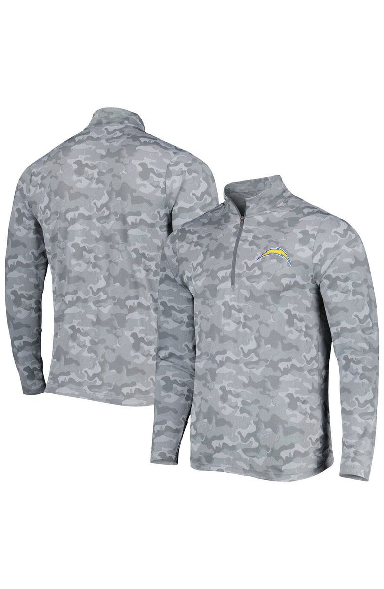 ANTIGUA Men's Antigua Gray Los Angeles Chargers Brigade Quarter-Zip Sweatshirt, Main, color, Gray