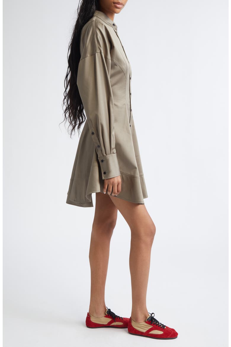 Janan Long Sleeve Cotton Stretch Sateen Dress, Alternate, color, DARK FLAX
