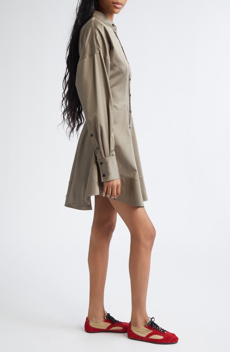 Proenza Schouler Janan Long Sleeve Cotton Stretch Sateen Dress, Alternate, color, Dark Flax