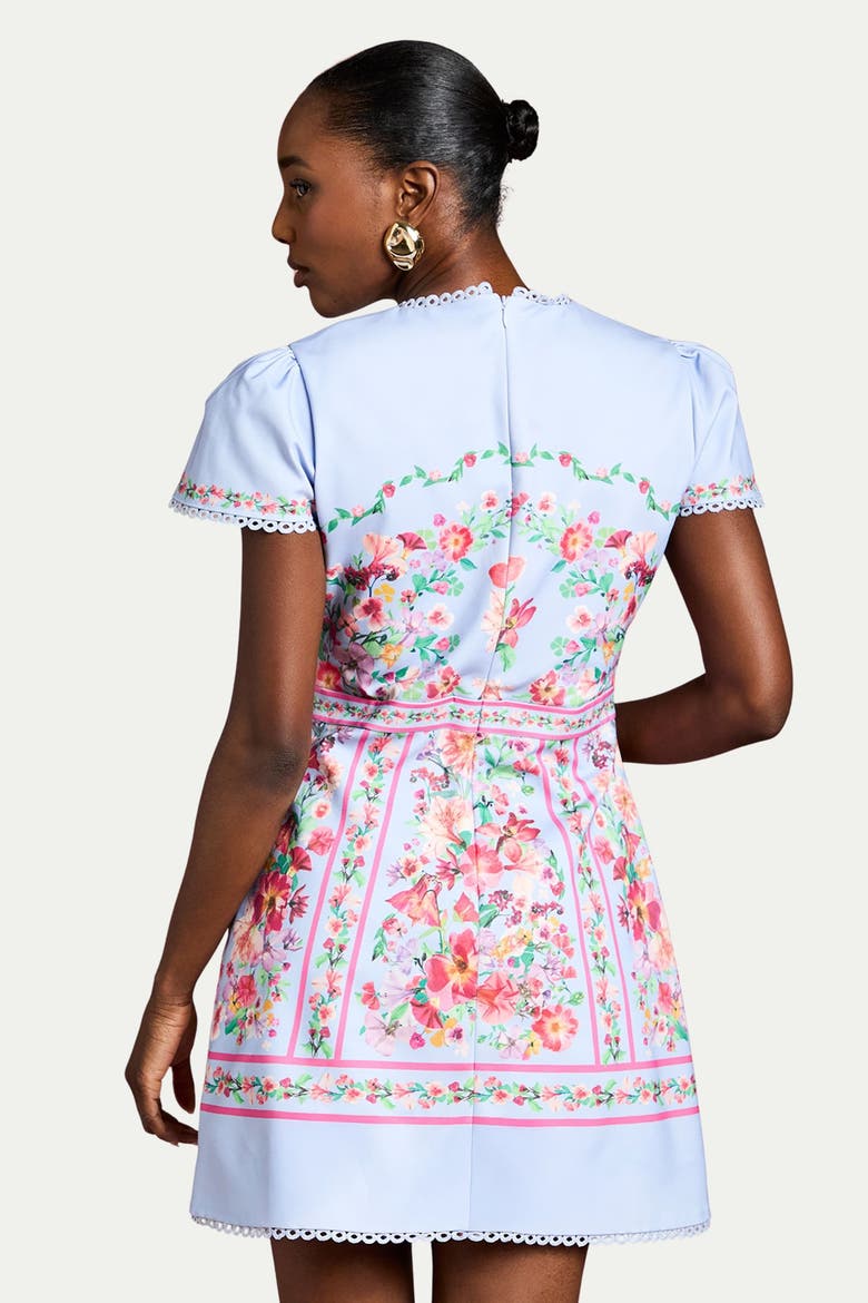 Placement Print Short Sleeve Mini Dress, Alternate, color, Blue