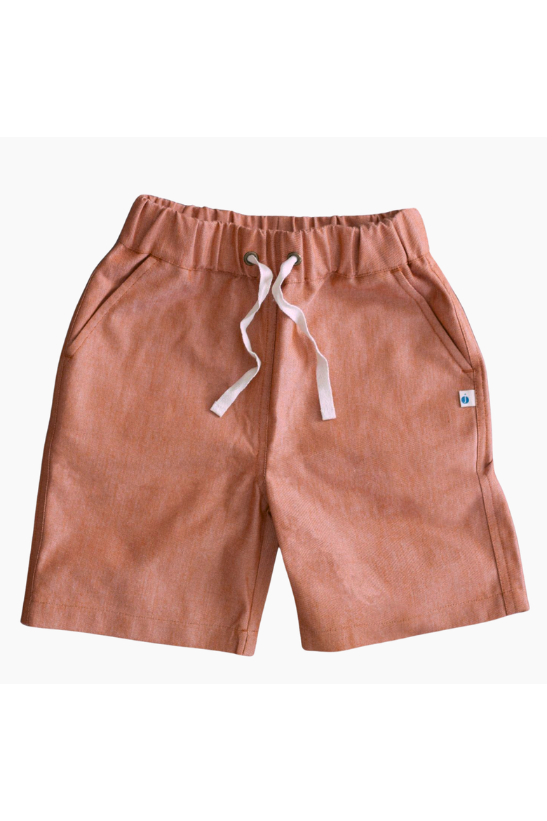 Kids’ Jules Organic Cotton Chambray Shorts, Main, color, Orange Chambray