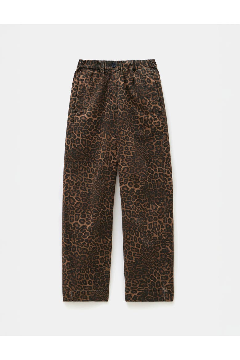 Jack Barrel Leg Pull On Cotton Pants, Alternate, color, Brown Leopard Print