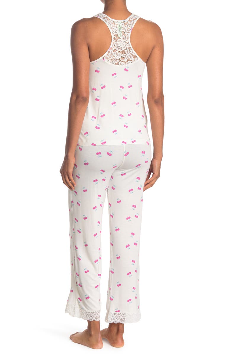 Honeydew Lace Trim Racerback Tank & Pants 2-Piece Pajama Set, Alternate, color,