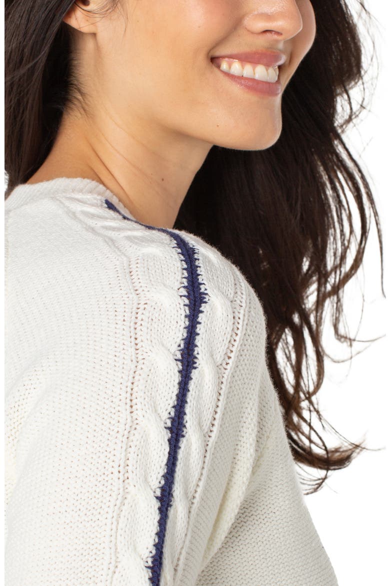Cable Stitch Raglan Sweater, Alternate, color, WHISPER WHITE/ NAVY