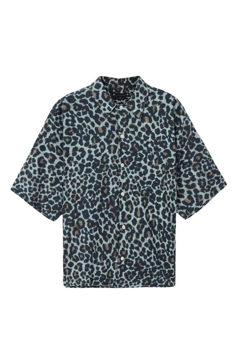 AllSaints Silesia Leo Short Sleeve Button-Up Shirt, Alternate, color, Soft Ash Grey