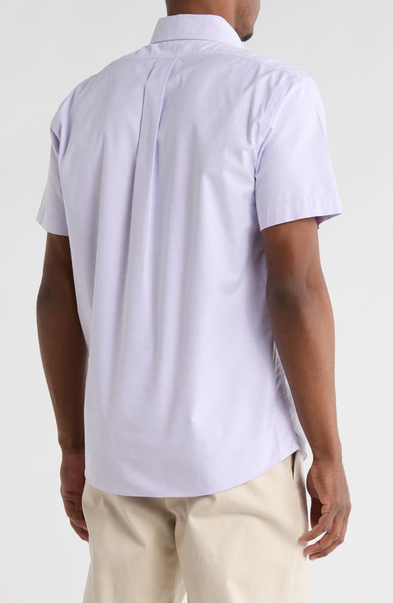 Brooks Brothers Regular Fit Non-Iron Stretch Oxford Short Sleeve Button-Down Shirt, Alternate, color, Violet Tulip Solid