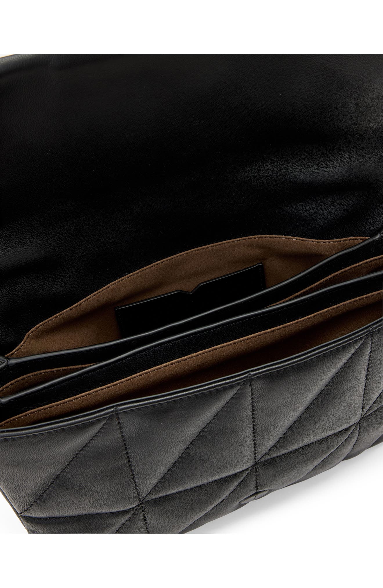 AllSaints Ondine Quilted Leather Shoulder Bag, Alternate, color, Black