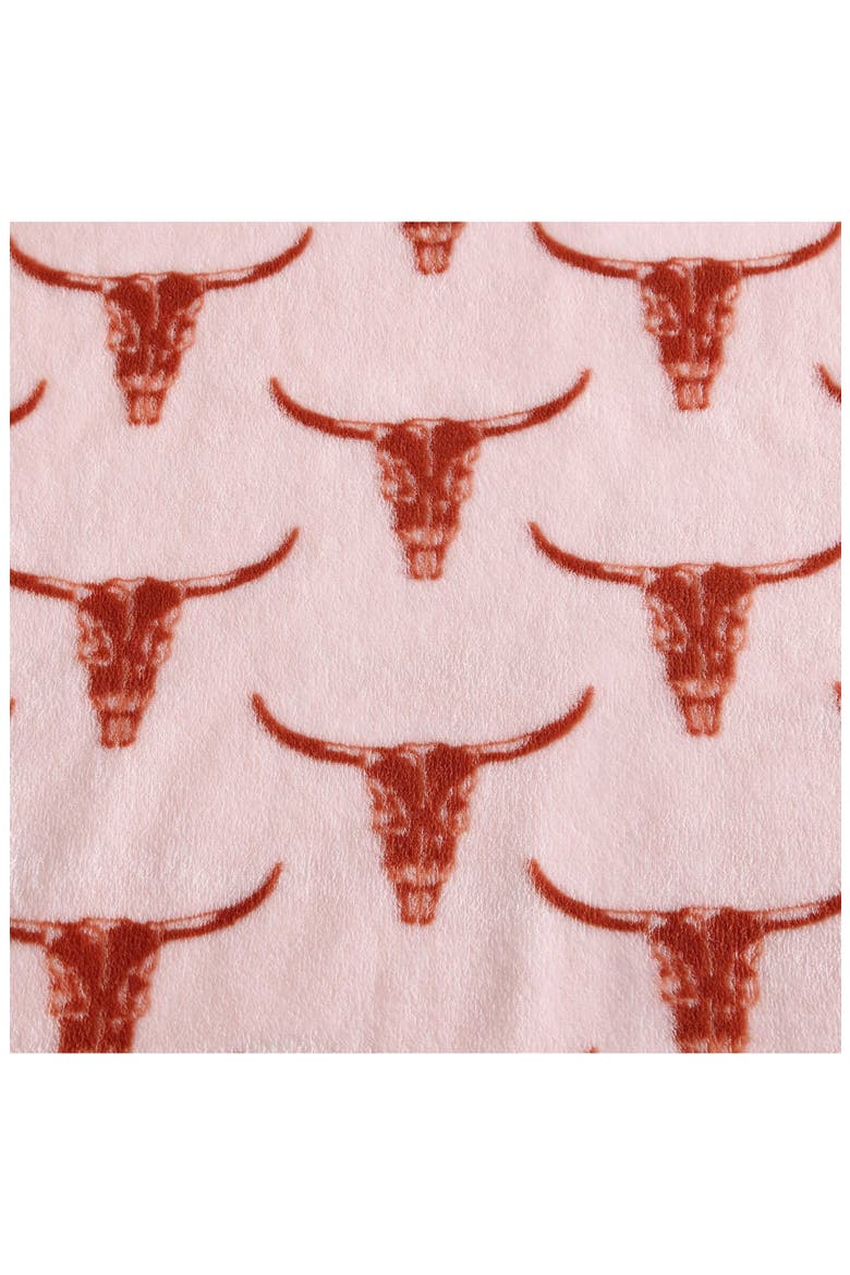 Steer Head Plush Fleece Throw, Alternate, color, ORANGE