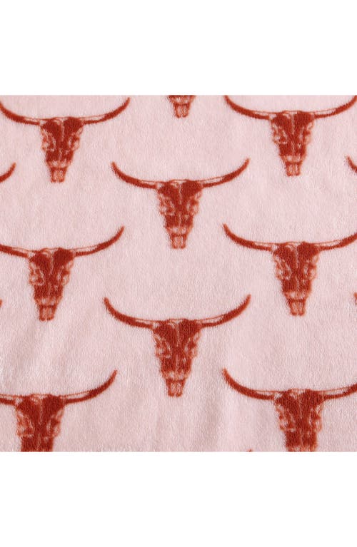 Wrangler Steer Head Plush Fleece Throw In Pink