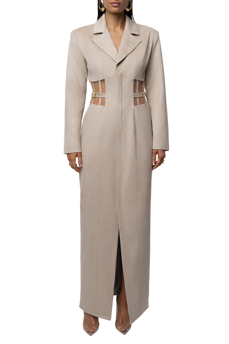 Faux Suede Maxi Coatdress, Main, color, BEIGE