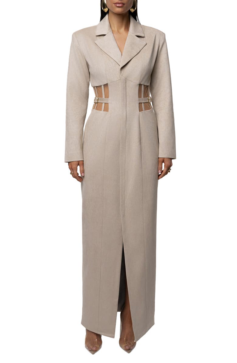 JLUXLABEL Faux Suede Maxi Coatdress, Main, color,