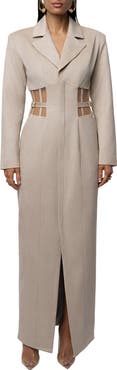 JLUXLABEL Faux Suede Maxi Coatdress