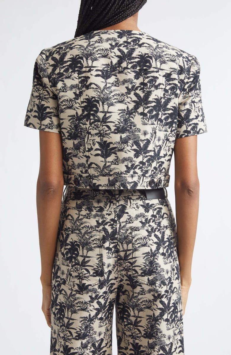 Toccin London Tropical Print Short Sleeve Crop Jacket, Alternate, color, Jet/ Natural