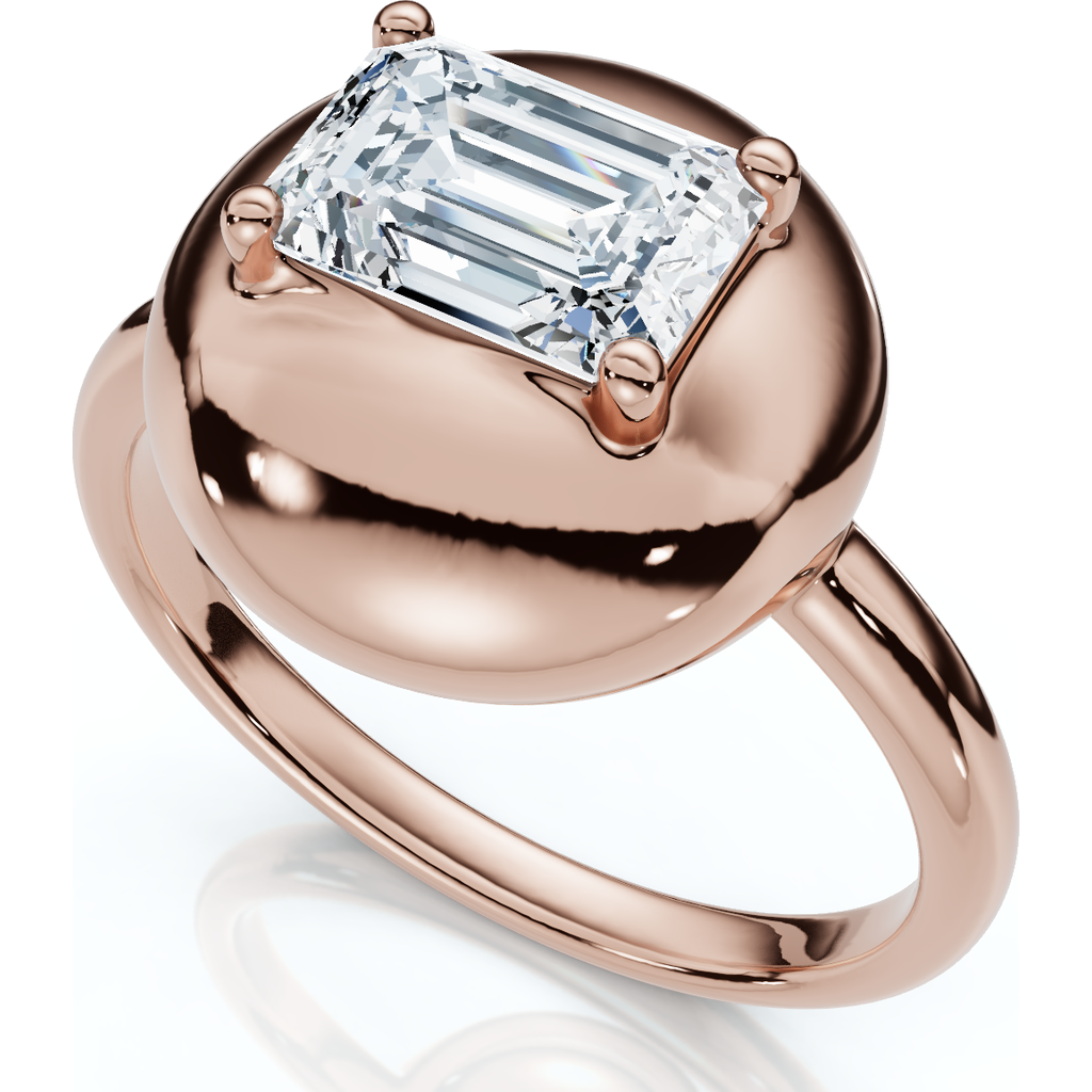 Bliss Diamond 1ct Emerald Cut Solitaire Candy Button Diamond Ring 14k Gold Or Pt Lab Grown In Gold