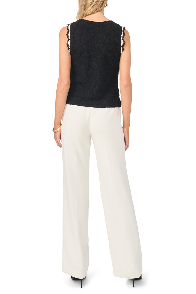 Scallop Tweed Sleeveless Top, Alternate, color, RICH BLACK