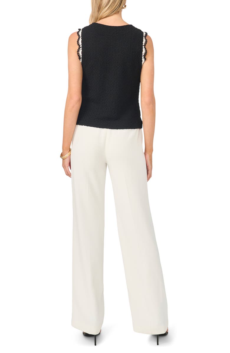 Vince Camuto Scallop Tweed Sleeveless Top, Alternate, color, Rich Black