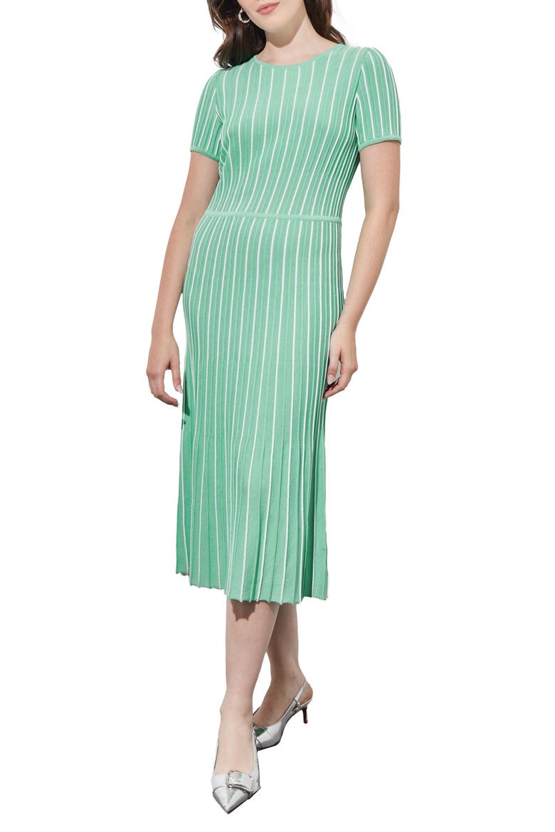 Modern Fit Stripe A-Line Knit Dress, Main, color, CALYPSO BLUE/ WHITE