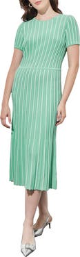 Ming Wang Modern Fit Stripe A-Line Knit Dress
