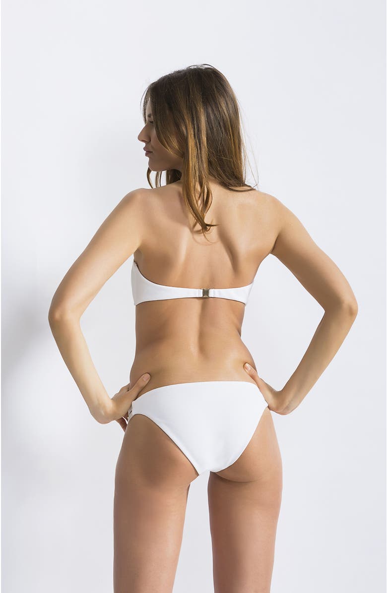 NESSI BYRD Side-Strap Minimalist Square - Textured Bandeau Bikini Set, Alternate, color, White