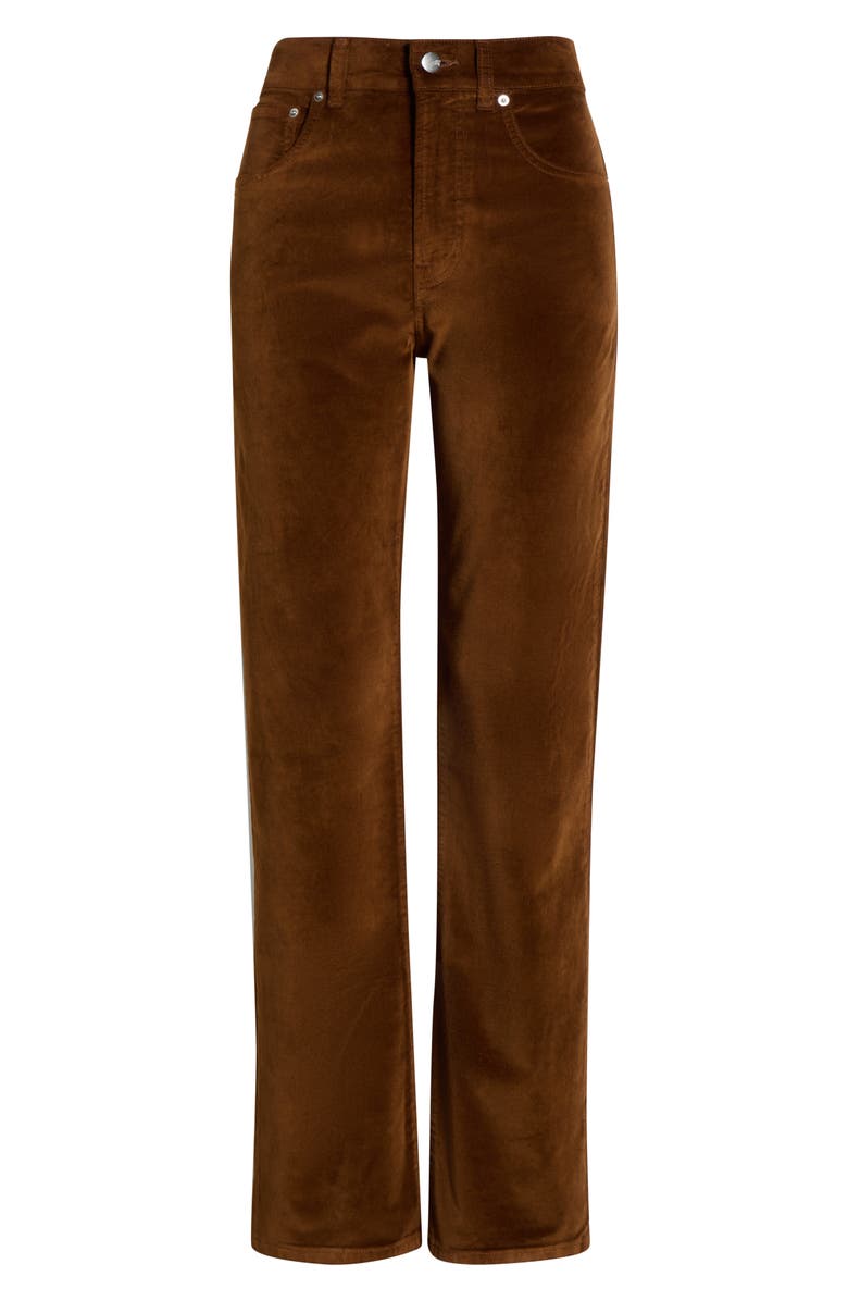 Madewell Longline Straight Leg Velvet Pants, Alternate, color, Dark Pecan