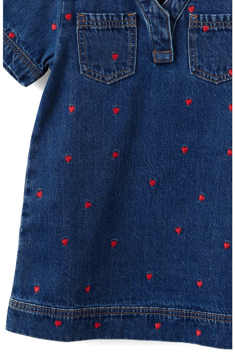 Kid's Denim Polo Dress, Alternate, color, Mermaid Midnight Blue Heart