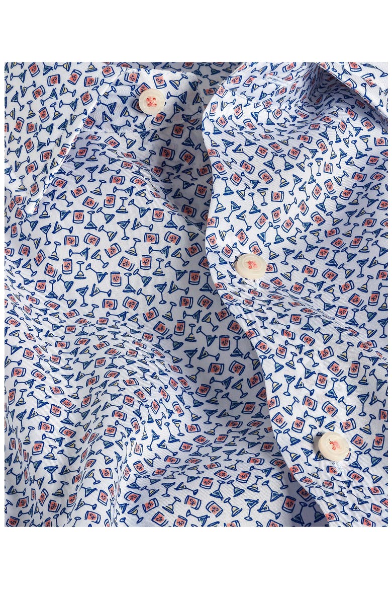 Casual Short Sleeve Button-Up Shirt, Alternate, color, WHITE/ MELON