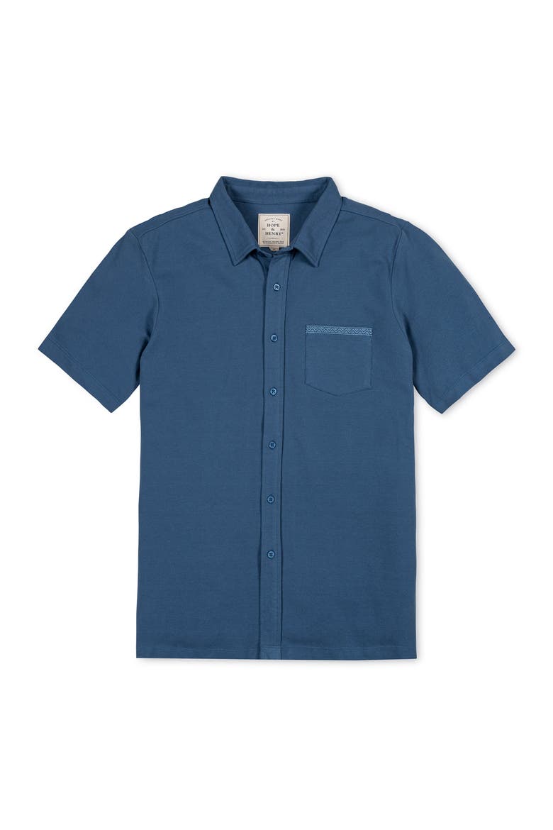 Organic Pique Short Sleeve Shirt, Alternate, color, Stone Blue