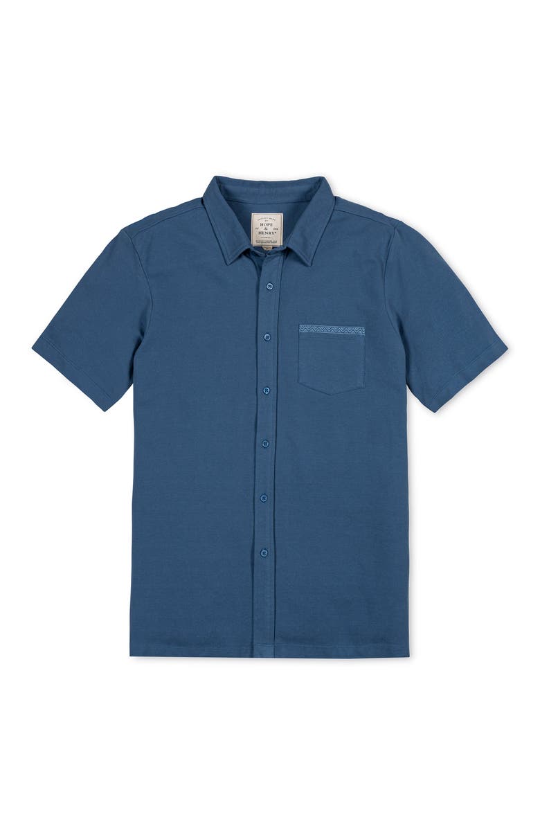 Hope & Henry Organic Pique Short Sleeve Shirt, Alternate, color, Stone Blue