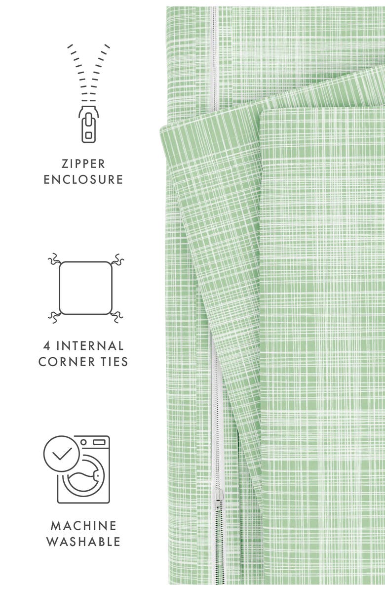 HOMESPUN Premium Ultra Soft Thatch Pattern 3-Piece Duvet Cover Set, Alternate, color, Forest