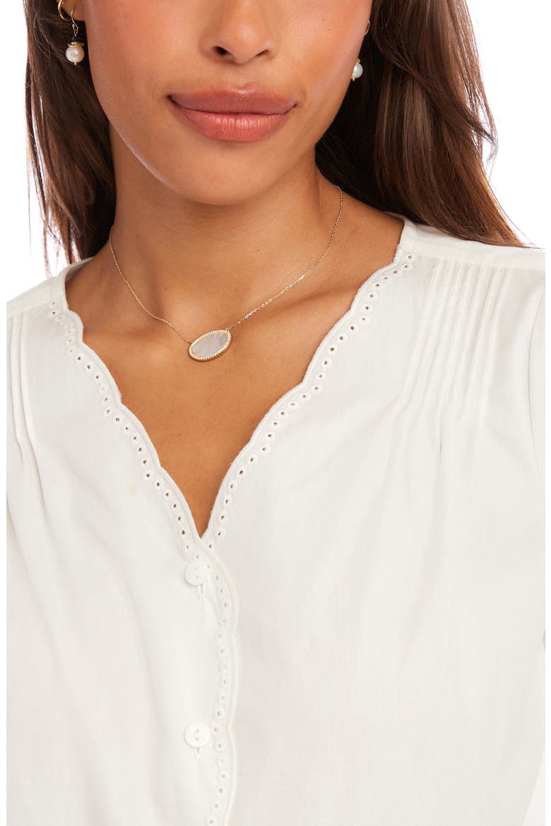Eyelet Embroidery Button-Up Shirt, Alternate, color, WHITE