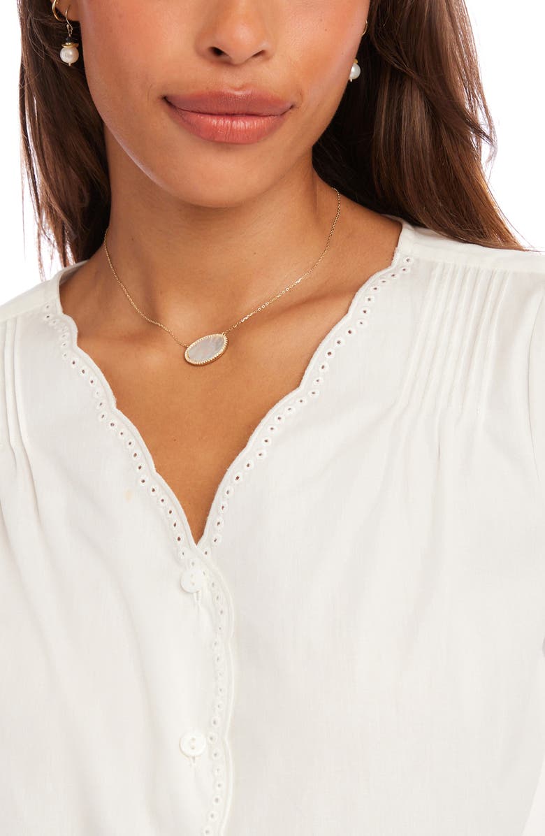 Karen Kane Eyelet Embroidery Button-Up Shirt, Alternate, color, White