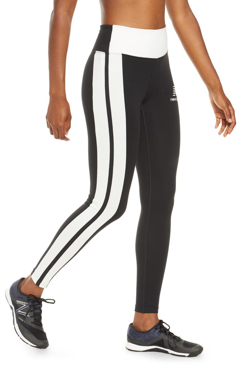 Relentless High Waist 7/8 Run Tights, Alternate, color, BLACK/ WHITE