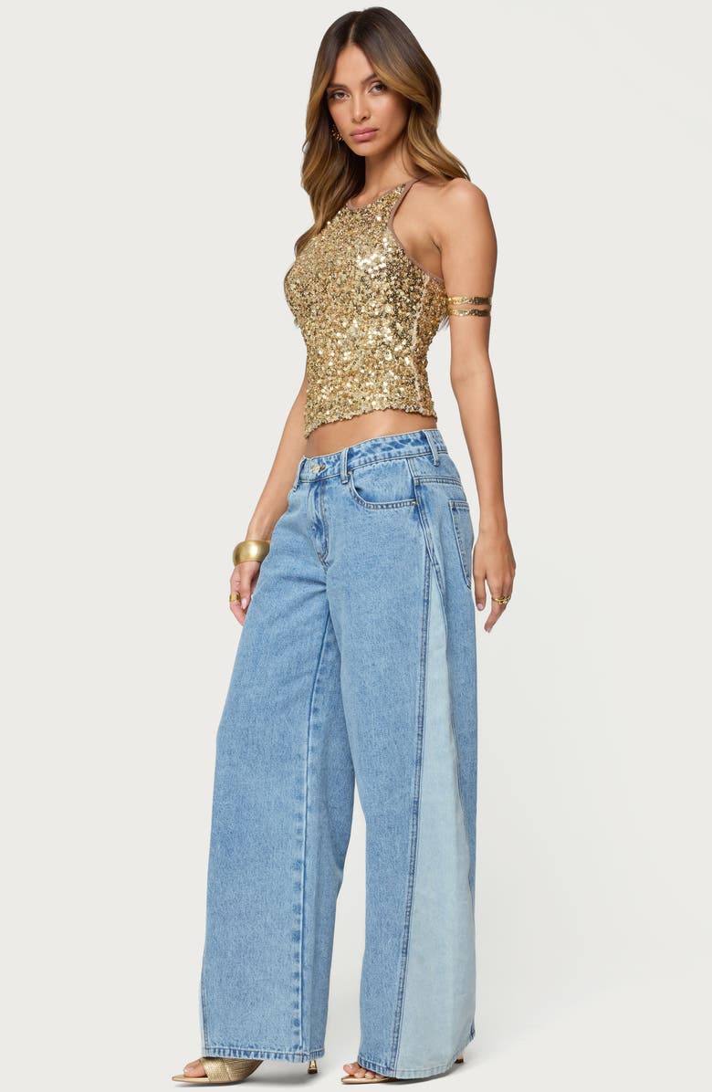 EDIKTED Pasha Sequin Camisole, Alternate, color, Gold